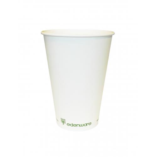 Edenware biodegradable 12oz single wall coffee cup white