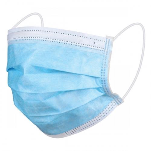 Face mask with ear loops 3 ply polypropylene blue uni fit