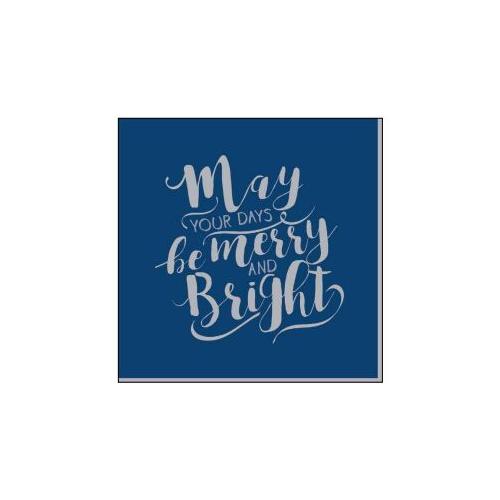 Festive dinner napkin airlaid navy and printed silver text 40cm