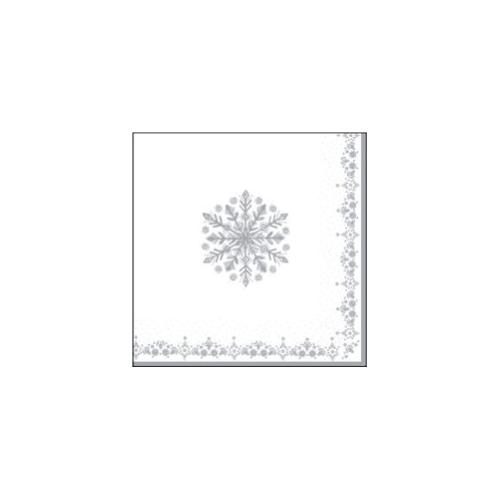 Festive dinner napkin airlaid printed silver and white 40cm