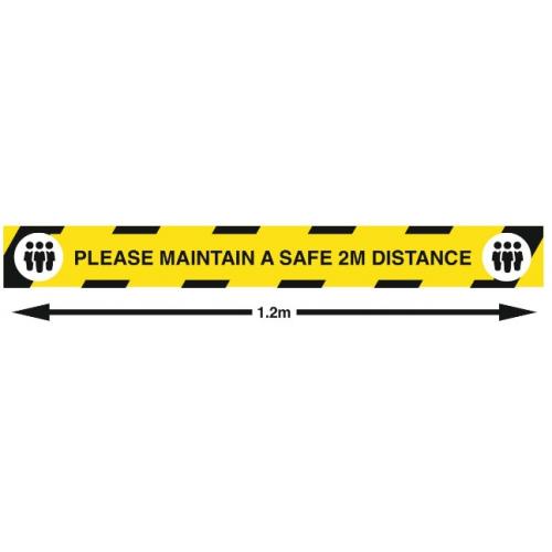 Please maintain a safe 2m distance floor graphic line self adhesive 1 2m