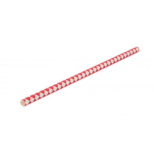 Straight straw paper red chequered design 20cm 8 x 6mm