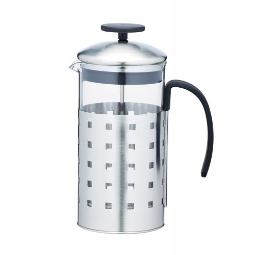Glass and stainless steel cafetiere 1l 8 cup