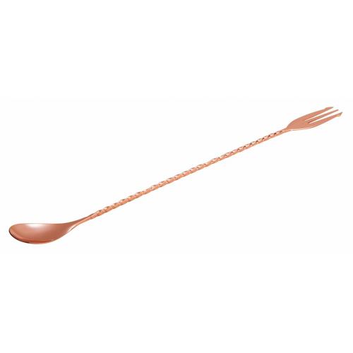 Mezclar copper plated cocktail mixing spoon with fork 30cm 12