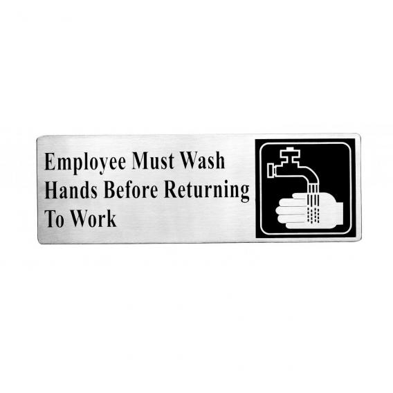 Employee must wash hands stainless steel sign