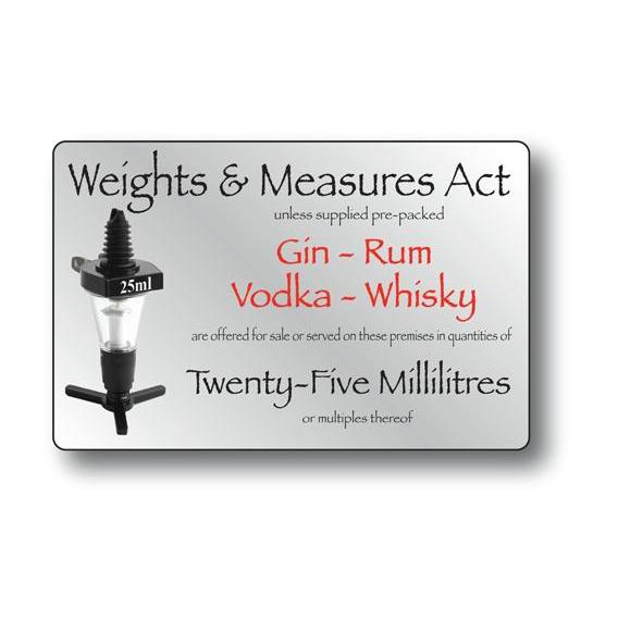 Weights measures act 25ml silver 4 3x7