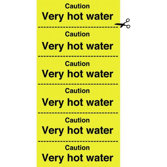 Caution very hot water sticker 4x8