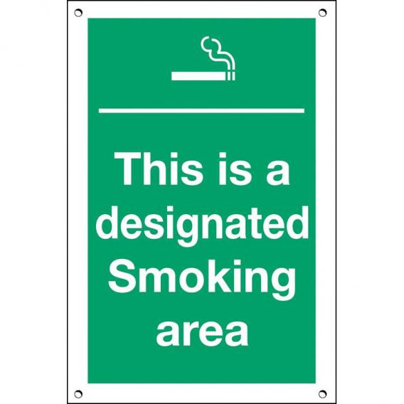 This is a designated smoking area sign 12x8