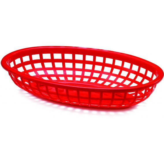 Classic oval plastic basket 24x14x4 5cm red