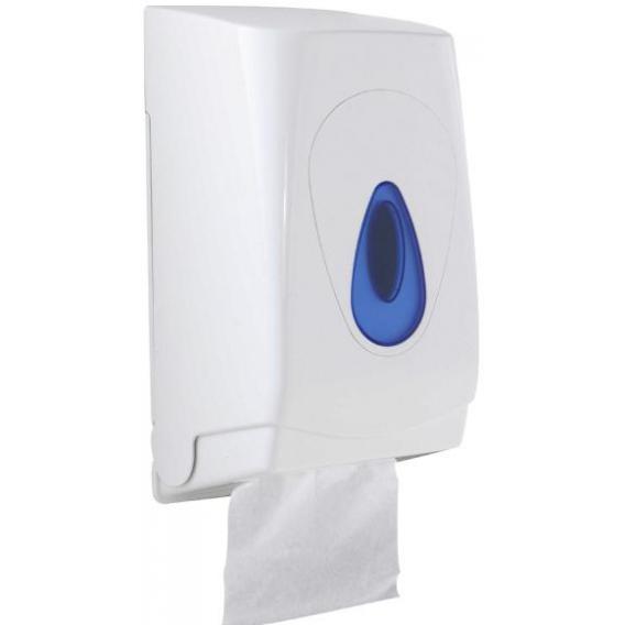 Folded bulk pack toilet paper dispenser white plastic