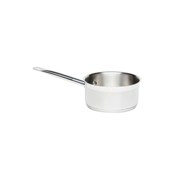 Genware stainless steel milk pan with pouring lip 1 1l