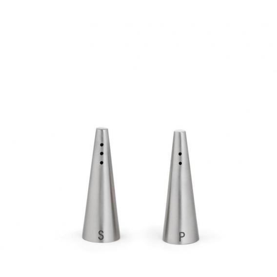 Conical stainless steel salt pepper shaker set