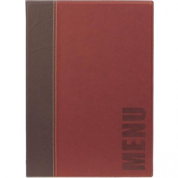 Menu holder contemporary style 4 page wine red a4