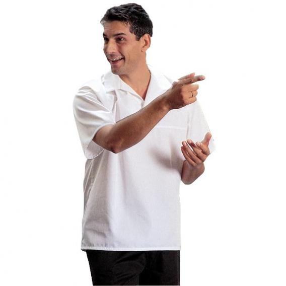 White short sleeve poly cotton bakers shirt medium