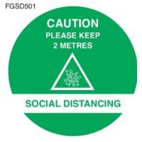 Caution keep 2m apart social distancing floor graphic green 50cm 19 65
