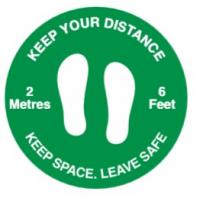 Keep your distance social distancing floor graphic green 50cm 19 65