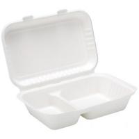 Meal box 2 compartment natural fibre bagasse white 25cm 9 8