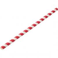 Smoothie straw paper red white stripe 23cm 9 x 8mm