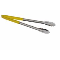 Stainless steel vinyl coated tongs yellow handle 30cm