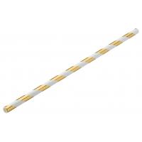 Straight straw paper gold white stripe 20cm 8 x 6mm
