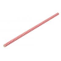 Straight straw paper red chevron design 20cm 8 x 6mm