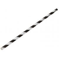 Straight straw paper silver black stripe 20cm 8 x 6mm