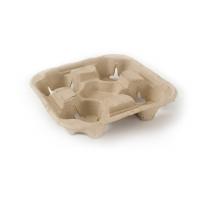 Carry tray moulded pulp fibre 4 cup
