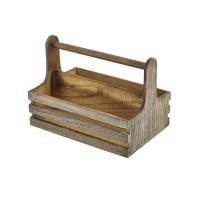Genware large rustic wooden table caddy
