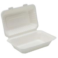 Bagasse natural fibre lunch box white 16x23x7 5cm 9x6