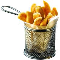 Genware round stainless steel serving basket