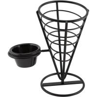 Genware tall wire serving cone with one ramekin well 21 5cm
