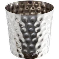 Genware hammered finish stainless steel serving cup