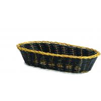 Handwoven oblong basket black with gold metal trim