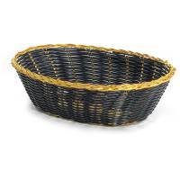 Handwoven oval basket black w gold metal trim