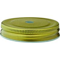 Gold screw lid with straw hole 70mm 2 75