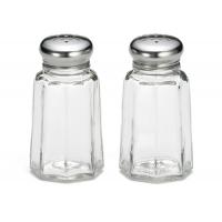 Paneled salt pepper shakers with stainless steel tops