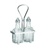 Oil vinegar set with stainless steel tops chrome plated rack