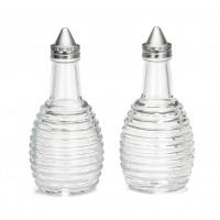 Beehive oil vinegar dispensers with stainless steel tops