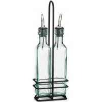 Prima bottle set with stainless steel pourers black rack 16oz 473ml