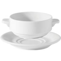 Titan porcelain lugged soup bowl saucer set 28cl 10oz
