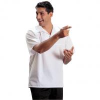 White short sleeve poly cotton bakers shirt large
