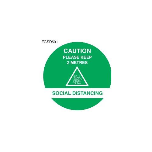 Caution keep 2m apart social distancing floor graphic blue 50cm 19 65