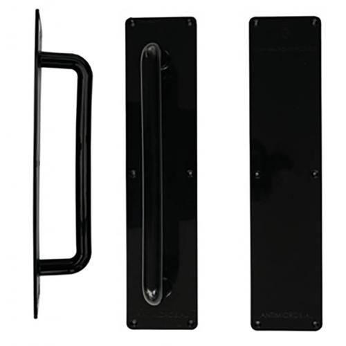Door handle push plate stericore antimicrobial p hold p plate black 100mm