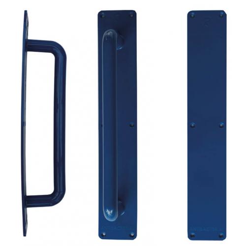 Door handle push plate stericore antimicrobial p hold p plate blue 75mm