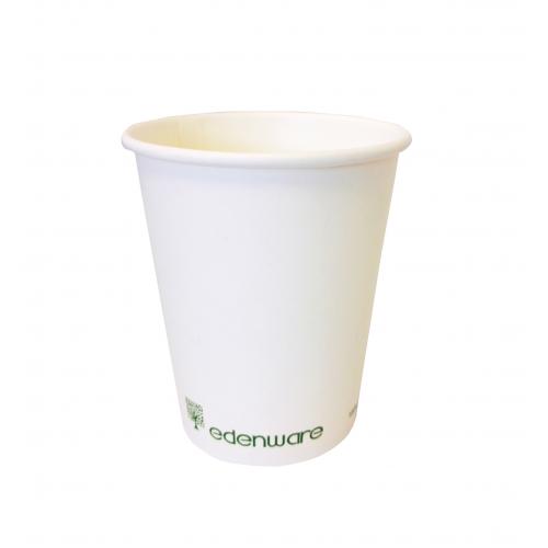 Edenware biodegradable 8oz single wall coffee cup white