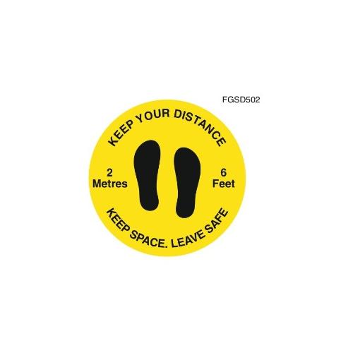 Keep your distance social distancing floor graphic yellow 50cm 19 65