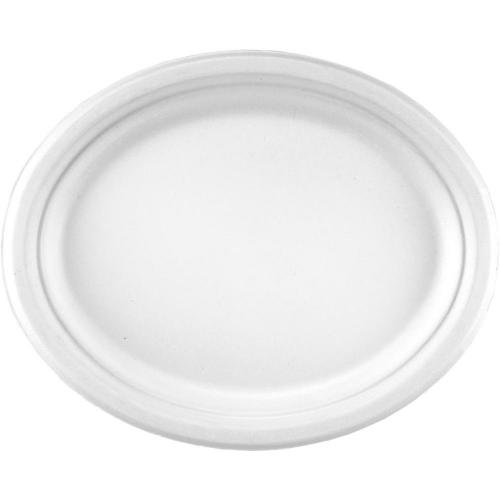 Plate oval natural fibre bagasse white 30cm 12