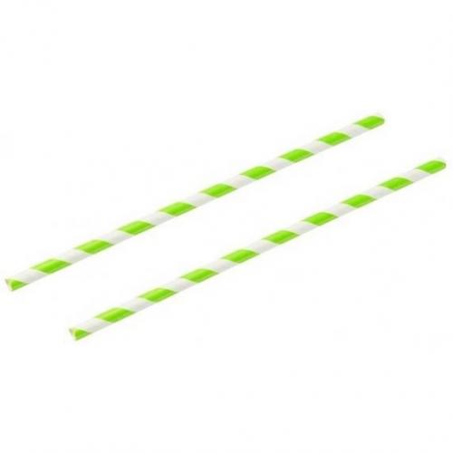 Smoothie straw paper green white stripe 23cm 9 x 8mm
