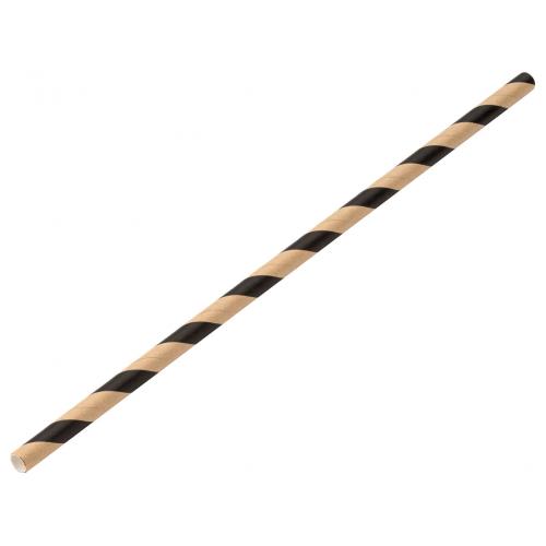 Straight straw paper black kraft stripe 20cm 8 x 6mm