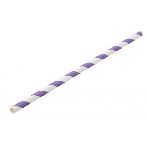 Straight straw paper purple white stripe 20cm 8 x 6mm